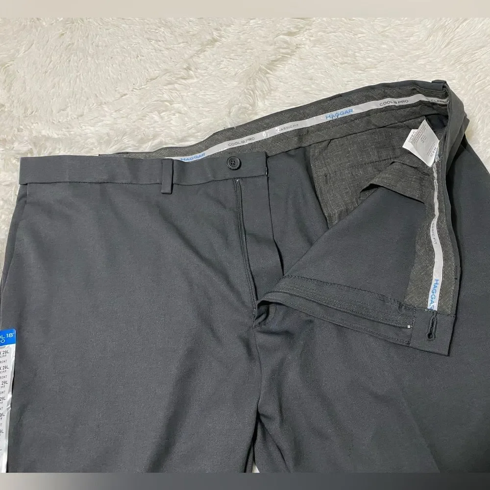 Haggar NWT ALTERED Cool 18 Pro Pant Classic Fit Gray Flat Front Men’s Size 44